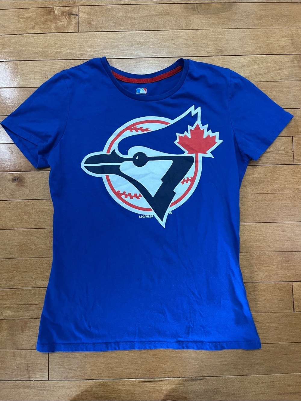 Blue Jay Royal Blue Women's Short Sleeve Logo Tee with Red & White Accents